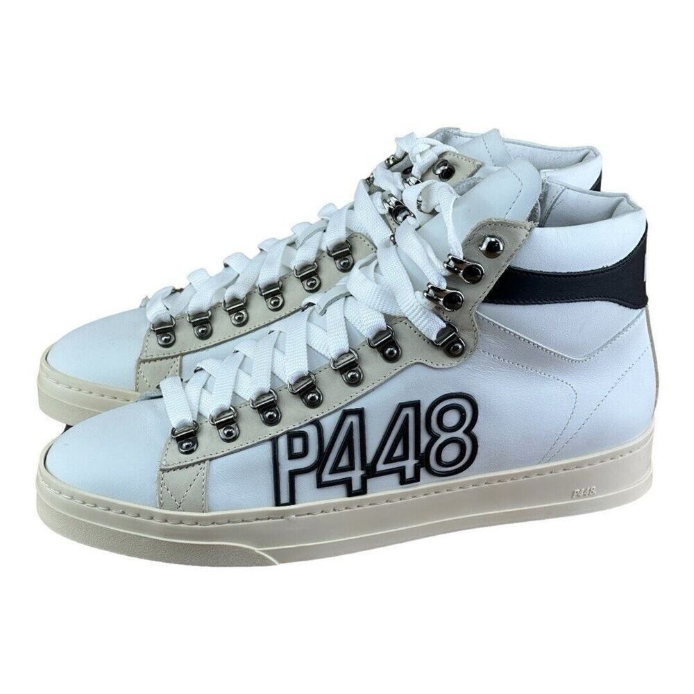 P448 Taylor Nova White Sneaker Leather Made in Italy Size 9|42 Eu